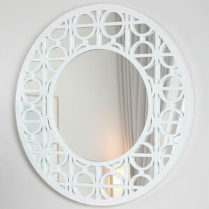 Tyler Wall Mirror Round With White Wooden Frame