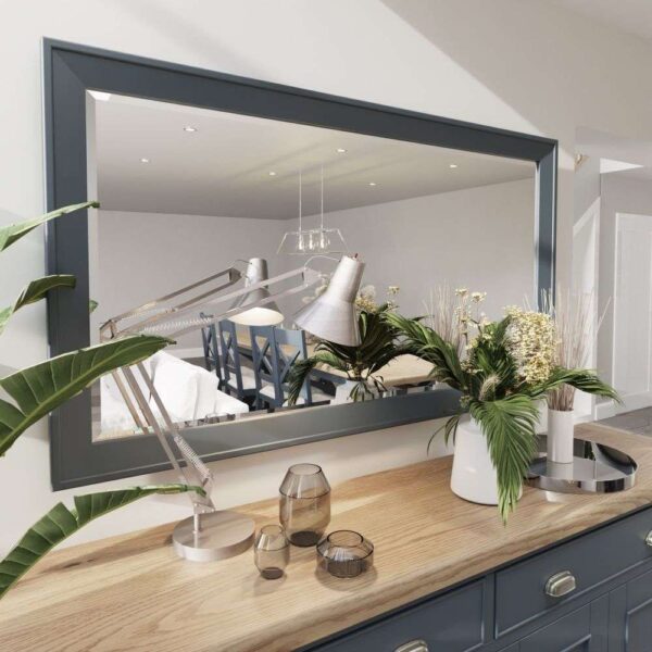 Hants Wall Mirror Large In Blue Wooden Frame