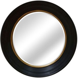 Akron Round Convex Bedroom Wall Mirror In Black Frame