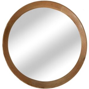 Avila Round Bedroom Wall Mirror In Oak Frame