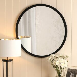 Laura Ashley Harrington Round Mirror In Matt Black Finish