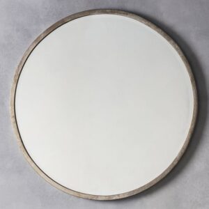 Haggen Large Round Bedroom Mirror In Antique Silver Frame