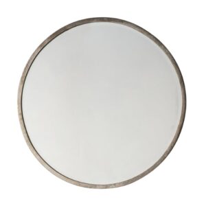 Haggen Small Round Bedroom Mirror In Antique Silver Frame