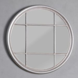 Charleston Round Panelled Design Wall Bedroom Mirror In Silver