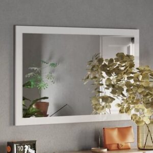 Flint Bedroom Wall Mirror In White High Gloss Frame