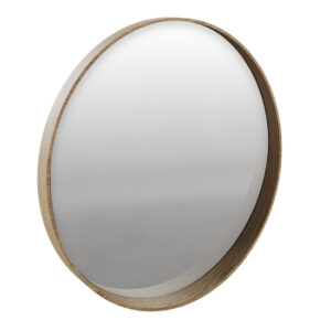 Hazel Wooden Wall Mirror Round In Oak Natural