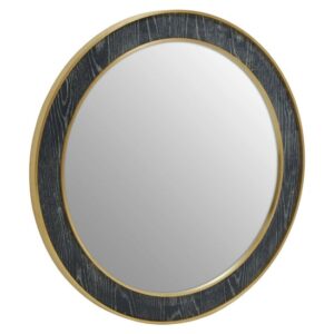 Lana Round Wall Bedroom Mirror In Black Wooden Frame