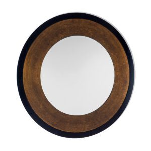 Laura Ashley Cara Large Mottled Bronze Round Mirror With Black Edging 110cm