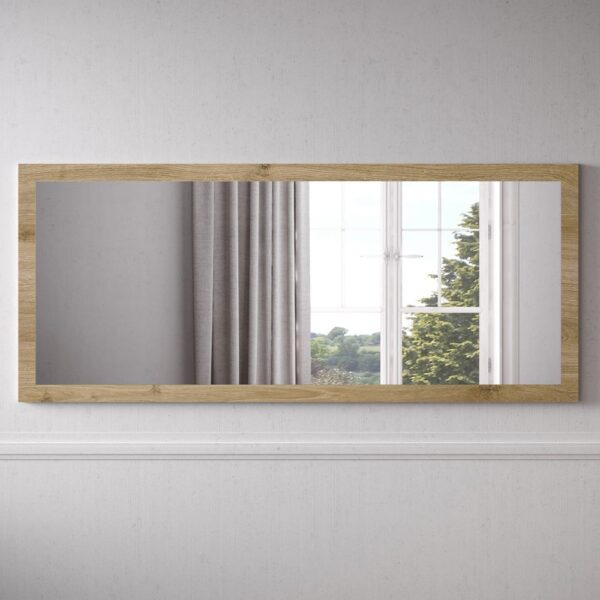 Genoa Bedroom Wall Mirror In Cadiz Oak Wooden Frame